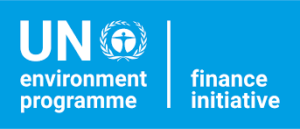 Blue and white logo of the United Nations Environment Programme - Finance Initiative